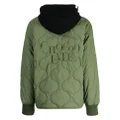 CHOCOOLATE logo-patch quilted hooded jacket - Green