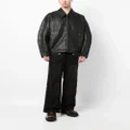 FIVE CM broderie-anglaise faux-leather bomber jacket - Black