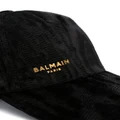 Balmain logo-plaque moire-effect cap - Black
