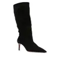 Aquazzura 80mm pointed-toe suede boots - Black