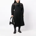 sacai pinstripe asymmetric pleated skirt - Black