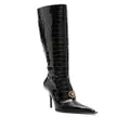 Versace Vagabond croco-embossed leather boots - Black