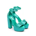 Prada crystal-studded 135mm satin platform sandals - Green
