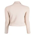 izzue ribbed-sleeves zip-up cardigan - Pink
