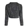 izzue button-up tweed cropped jacket - Black