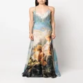 Roberto Cavalli painterly-print silk maxi dress - Blue