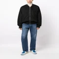 izzue text-embroidered velvet-finish bomber jacket - Black