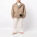 izzue logo-patch layered cotton jacket - Brown