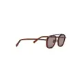 Zegna logo-print oval-frame sunglasses - Brown