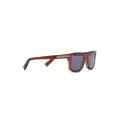 Zegna striped rectangle-frame sunglasses - Brown