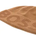 BOSS jacquard-logo knitted beanie - Brown