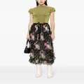 ETRO floral-print ruffled midi skirt - Black
