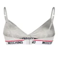 Moschino logo-tape triangle bra - Grey