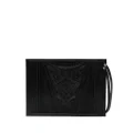 Rier debossed-finish leather messenger bag - Black