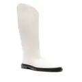 Jil Sander leather knee-high riding boots - White