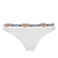 Moschino logo-waistband cotton-blend thongs (pack of two) - Grey