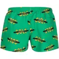 Lacoste graphic-print swim shorts - Green