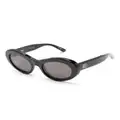 Balenciaga Eyewear logo-plaque round-frame sunglasses - Black