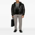 Barba funnel-neck leather hooded jacket - Black