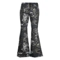 Cynthia Rowley floral-print flared trousers - Black