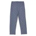 Lacoste Kids monogram-pattern cotton track pants - Blue