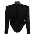 John Richmond Puyol high-neck ruched bodysuit - Black