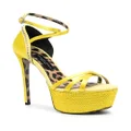Philipp Plein embellished satin platform sandals - Yellow