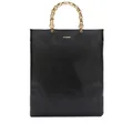 Jil Sander logo-plaque leather tote bag - Black
