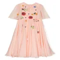 Dolce & Gabbana Kids floral-embroidery silk dress - Pink