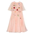 Dolce & Gabbana Kids floral-embroidery silk dress - Pink