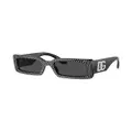 Dolce & Gabbana Eyewear logo-lettering rectangle-frame sunglasses - Black