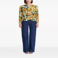 Oscar de la Renta Sunflower-print knitted cardigan - Yellow