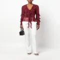 Blumarine ruffled-trim silk blouse - Red