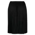 DKNY logo-waistband pleated midi skirt - Black