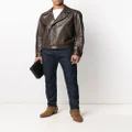 TOM FORD calf leather biker jacket - Brown