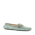 Tod's logo-plaque suede loafers - Green