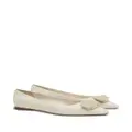 Ferragamo bow-detailing leather ballerina shoes - White
