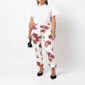 Adam Lippes rose-print slim trousers - White