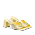 Prada crystal-studded high-heeled satin slides - Yellow