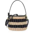 Miu Miu striped woven-wicker bucket bag - Neutrals