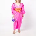 Cynthia Rowley Dolman ruffle-trim belted maxi dress - Pink