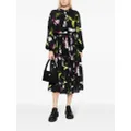 ERDEM floral-print pleated midi skirt - Black