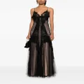 Alberta Ferretti lace-panelled ruffled maxi dress - Black