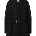 Burberry straight-point collar belted-waist coat - Black