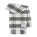 Burberry check-pattern fringed wool scarf - White