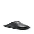 Balenciaga logo-print leather slippers - Black