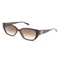 Alexander McQueen Eyewear logo-plaque oversize-frame sunglasses - Brown