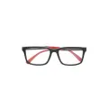 Emporio Armani polished-effect rectangle-frame glasses - Black
