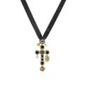 Dolce & Gabbana 18kt yellow gold sapphire cross charm necklace