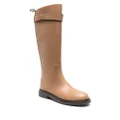 Tory Burch Double T leather knee boots - Brown